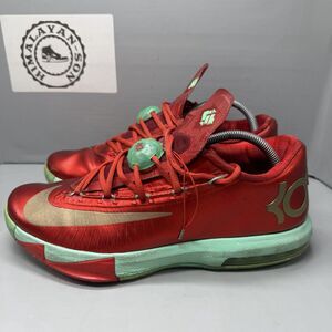 Nike KD 6 Christmas Size 10.5 Red Metallic Mint Green 599424-607 Basketball Shoe